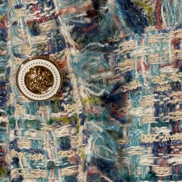 Vintage Chic Tweed birthday dress Mini Dress with pockets Blue Pastel Plaid - Picture 2 of 8